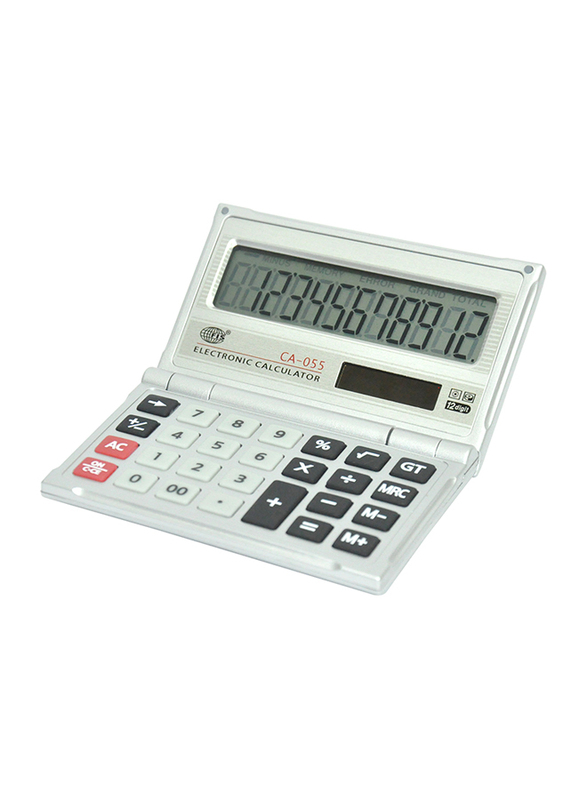 FIS 12 Digits Handheld Foldable Basic Calculator, FSCACA-055, White