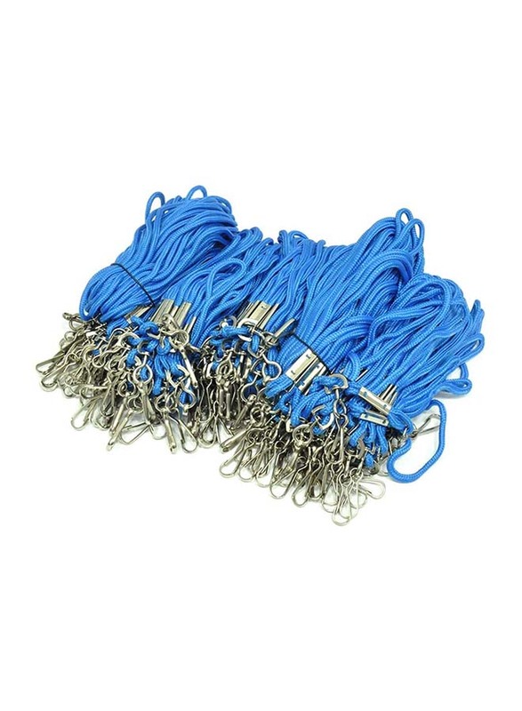 FIS Name Badge Lanyard with Metal Clip, 100 Pieces, FSNAZD002BL, Blue