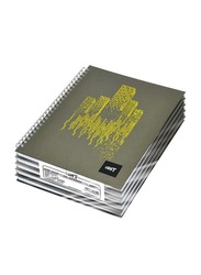 Light 5-Piece Spiral Hard Cover Notebook, Single Line, 10 x 8 inch, 100 Sheets, LINBS1081806, Dark Grey
