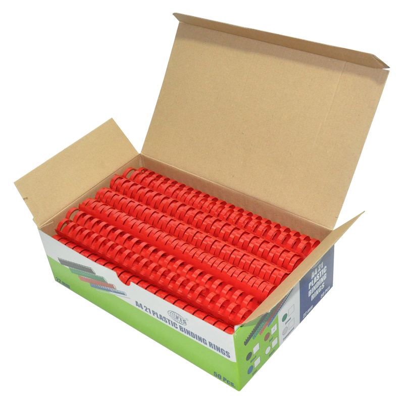 FIS 22mm Plastic Binding Rings with 190 Sheets Capacity, 50 Piece, FSBD22RE, Red