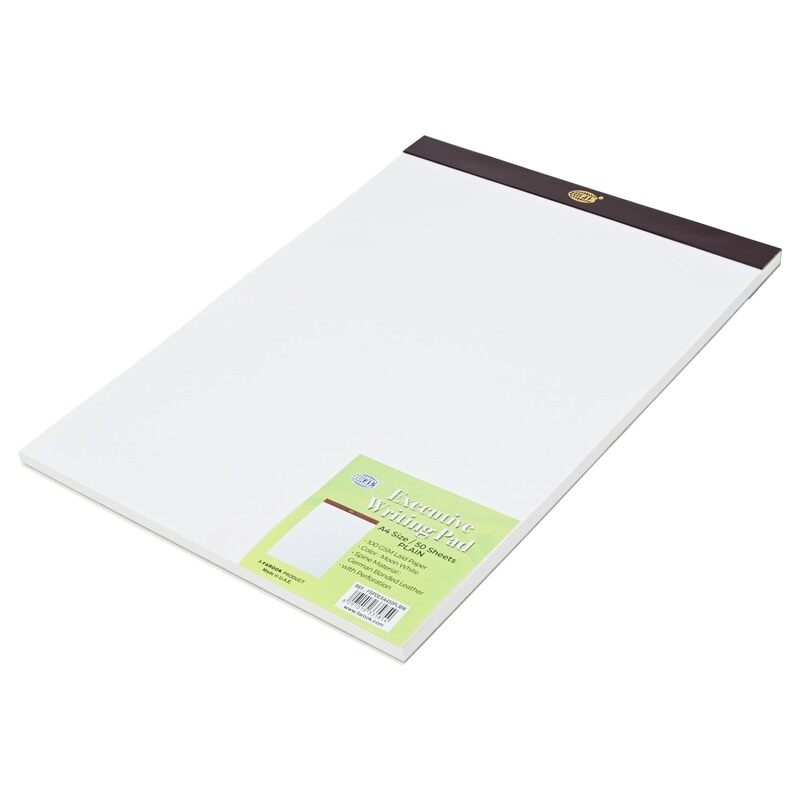 

FIS Executive Writing Pad, German Bonded Leather Spine Materials with Perforation, Size A4(210x297mm), Plain Laid Paper 100gsm, 50 Sheets Per Pad, Mo