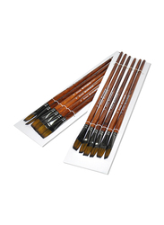 Artmate Flat Shape Brush Long Wooden Handle, JIABSx101F-16, 12 Pieces, Brown