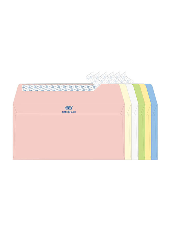 FIS Executive Laid Paper Envelopes Peel & Seal, 4.52 x 8.85 inch, 25 Pieces, Assorted