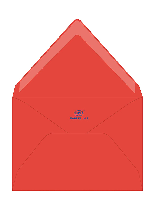 FIS Colour Glued Envelopes, 50-Piece, 80 GSM, 136 x 204mm, Neon Red