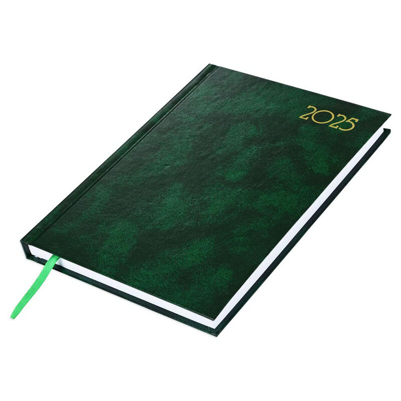 

FIS 2025 Diary, Hard Cover Vinyl Material, Saturday & Sunday Combined, A5 Size(14.8x21cm), English, Green Color-FSDI90E25GR