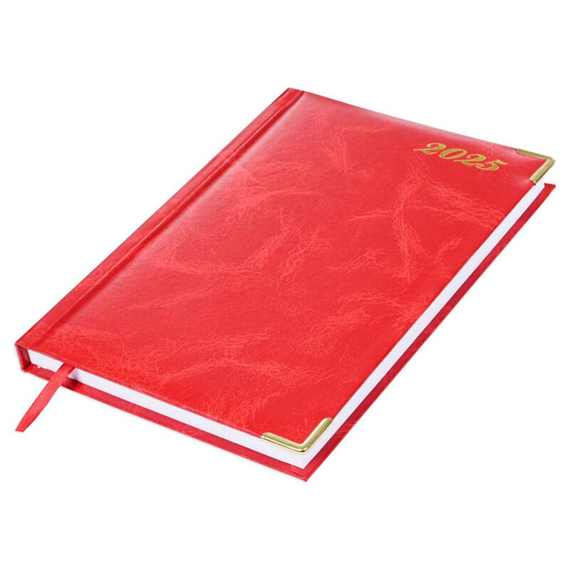 

FIS 2025 Diary, 1 Side Padded Vinyl Material, Gold Corners, Saturday & Sunday Combined, A5 Size(14.8x21cm), English, Red Color-FSDI92E25RE