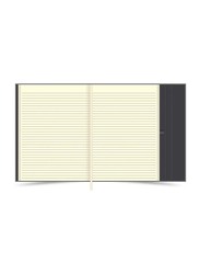 FIS Magnetic Italian PU Folder Cover with Writing Pad, Single Ruled Ivory Paper, 96 Sheets, A4 Size, FSMFEXNBA4GY, Grey