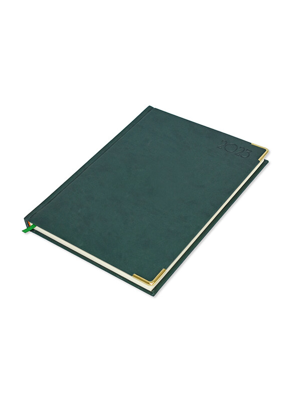 

FIS Executive 2023 Italian PU Padded English Diary, 384 Sheets, 70 GSM, FSDI88EP23GR, Dark Green