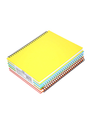 FIS Hard Cover Spiral Single Line Notebook with Border, 100 Sheets, 5 Pieces, FSNBS97NASST, Multicolour