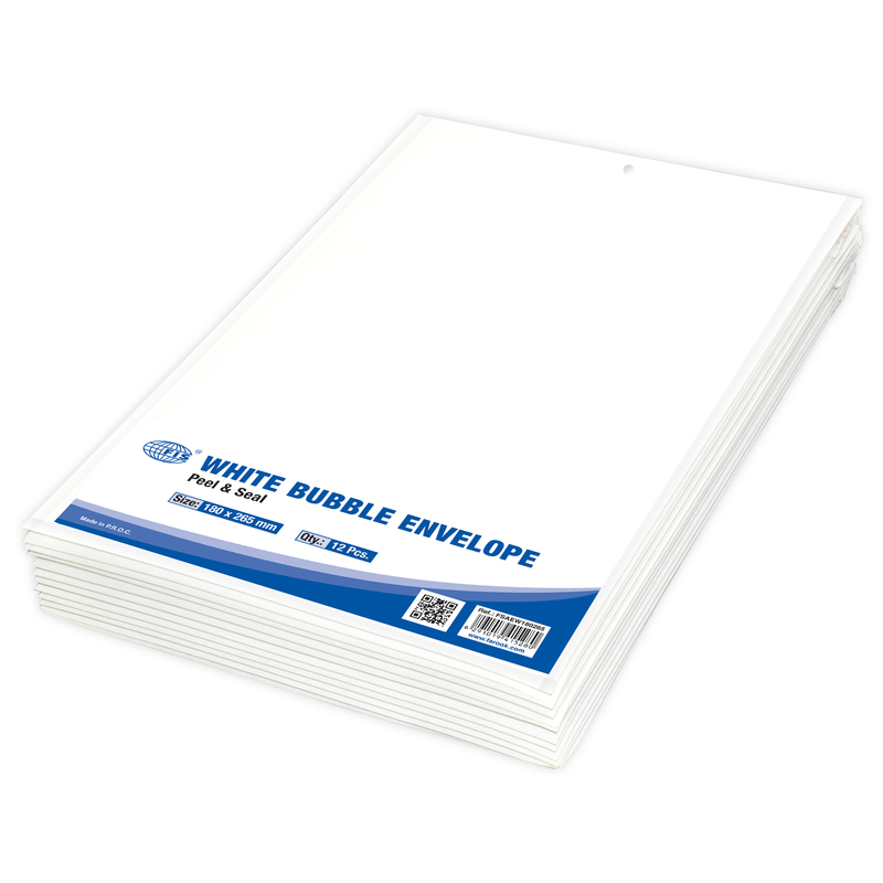 FIS Peel and Seal Bubble Envelope, 180 x 265mm, 12 Pieces, FSAEW180265, White