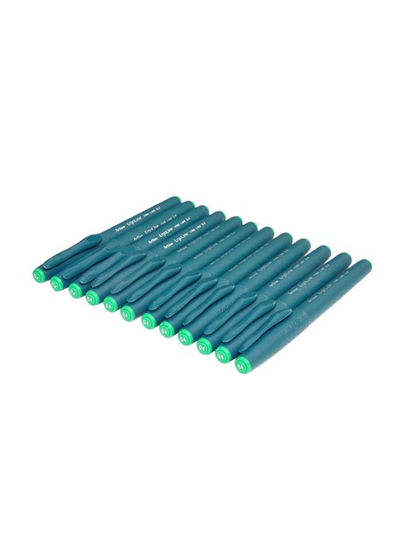 Artline 12-Piece ErgoLine Pen Set with Polyacetal Resin Tip Fine, ARFP3400GR, 0.4mm, Green