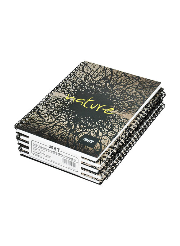 Light 5-Piece Spiral Hard Cover Notebook, Single Ruled, 100 Sheets, A5 Size, LINBSA51602, Multicolour