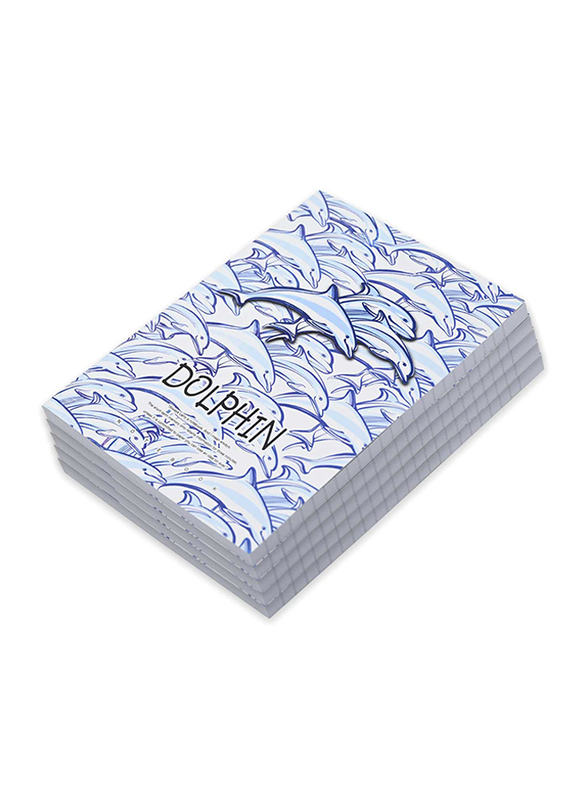 FIS Dolphin Design Soft Cover Notebook, 5 x 96 Sheets, A5 Size, FSNBSCA596-DOL2, White
