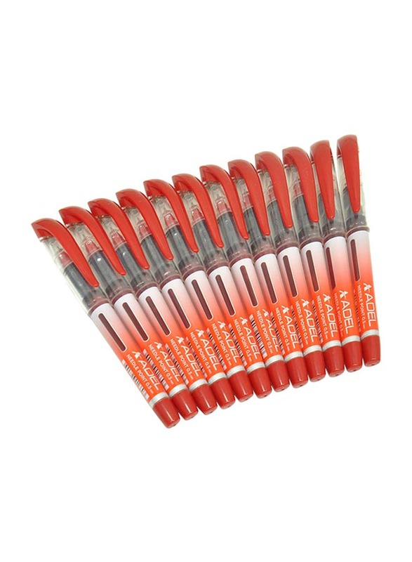 Adel 12-Piece Needle Point Roller Pen Set, ALBN-103021, 0.5mm, Red