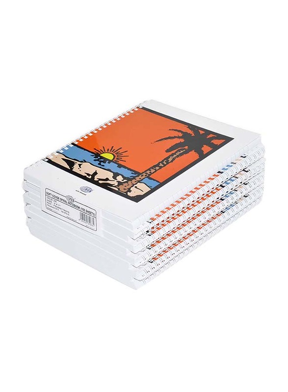 FIS Spiral Soft Cover Single Line Notebook Set, 9 X 7 inch, 10 Piece x 100 Sheets, FSNB971901S, Multicolour