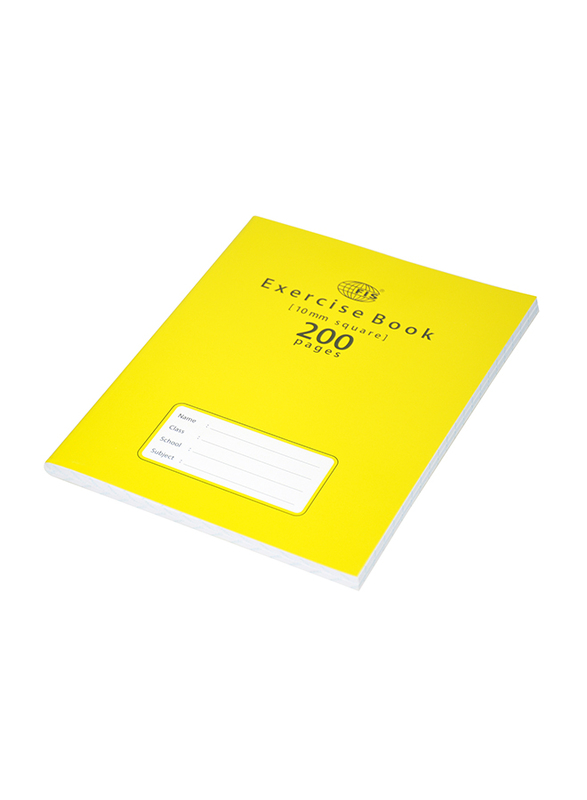 FIS Exercise Note Books, 10mm Square with Left Margin, 200 Pages, 6 Pieces, FSEBSQ10200N, Yellow
