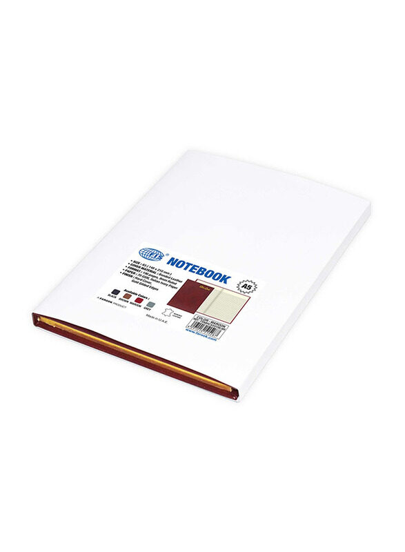 FIS Italian Ivory Paper Notebook with Golden Bonded Leather, 196 Pages, 70 GSM, A5 Size, FSNBHCA5GIVBL, Maroon