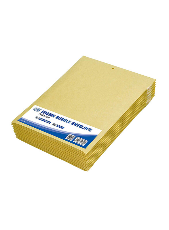 

FIS Peel & Seel Bubble Envelopes, 180 x 265mm, 12 Pieces, Brown