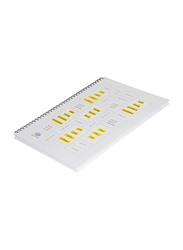 FIS Spiral Hard Cover Single Line Notebook Set, 5 x 100 Sheets, A4 Size, FSNBSA41907, White/Yellow