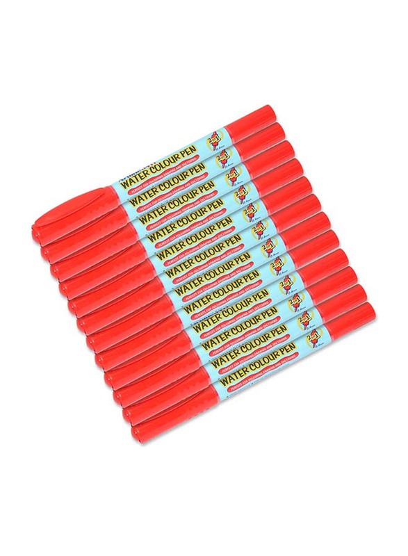 آرتلاين مجموعة أقلام تلوين مائية مزدوجة 341T من 12 قطعة ، 1.0-0.4 مم أحمر