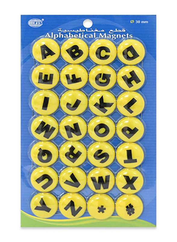 FIS Alphabetical Magnets Set, 3 Pack, FSMIAE203040/3, Yellow