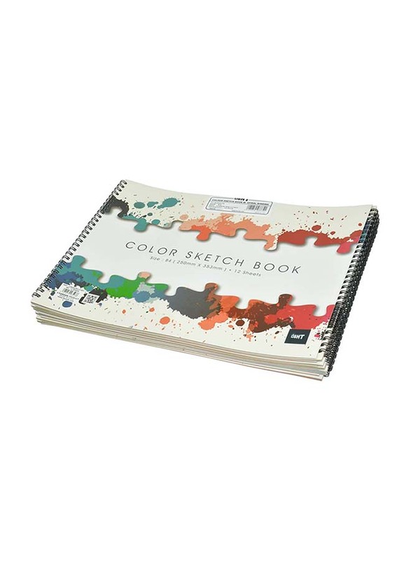 Light 12-Piece Spiral Binding Sketch Book Set, 12 Sheets, B4 Size, LISKSCB4121501, Multicolour