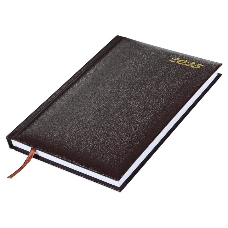 

FIS 2025 Diary, 1 Side Padded Vinyl Material, Saturday & Sunday Combined, A5 Size(14.8x21cm), English, Chocolate Color-FSDI92EN25CH