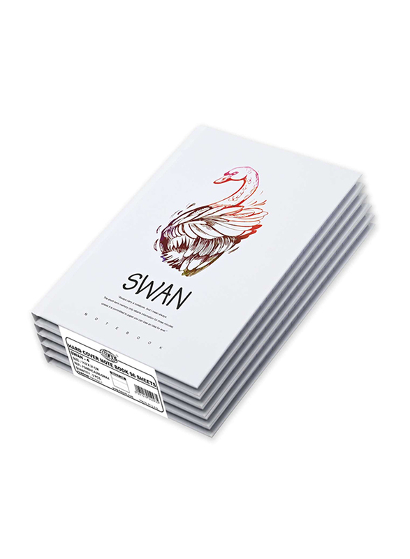 FIS Swan Design Hard Cover Notebook, 5 x 96 Sheets, A5 Size, FSNBHCA596-SWA4, White