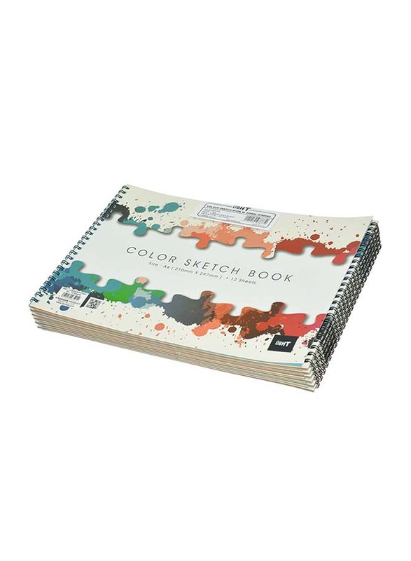 Light 12-Piece Spiral Binding Sketch Book Set, 12 Sheets, A4 Size, LISKSCA4121501, Multicolour