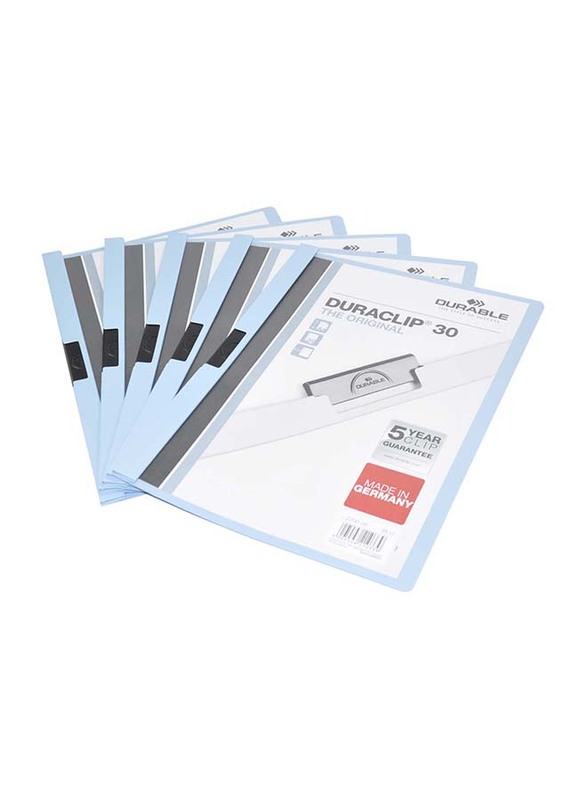 Durable 25-Piece Duraclip Plastic File, A4 Size, DUPG2200-06, Blue