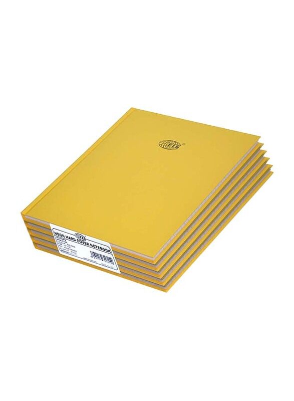 

FIS Neon Hard Cover Single Line Notebook Set, 10 x 8 inch, 5 Piece x 100 Sheets, FSNB108N200, Gold