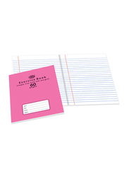 FIS Exercise Notebooks, Single Line with Left Margin, 12 Pieces x 60 Pages, Pink