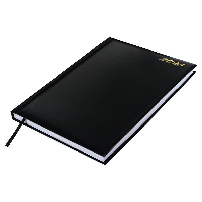 

FIS 2025 A4 Diary, Vinyl Materials, 1 Side Padded Cover, 1 Day a Page, Size A4(210x297mm), English, 60gsm White Paper, Black Color-FSDI42EN25BK