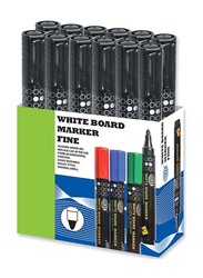 FIS 12-Piece Fine Tip White Board Erasable Markers Set, Black