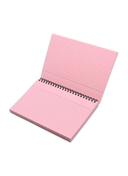 FIS Ruled Double Loop Spiral Binding Record Card, 8 x 5 Inch, 50 Sheets, 180 Gsm, FSIC85-180SPPI, Pink