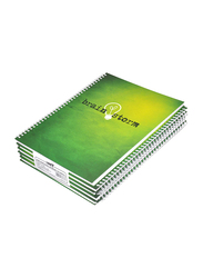 Light Hard Cover Spiral Notebook Set, 100 Sheets, A4 Size, 5 Pieces, LINBSA41001310, Green