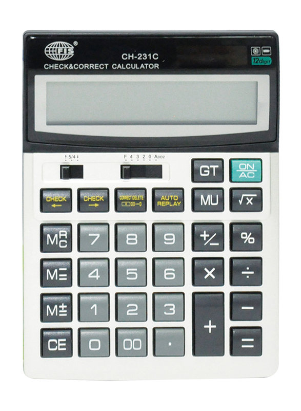 FIS 12 Digits Check and Correct Basic Calculator, FSCACH-231C, Black/White