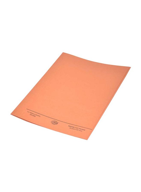 FIS 50-Piece Square Cut Folder Set without Fastener, 320GSM, A4 Size, FSFF9A4OR, Orange