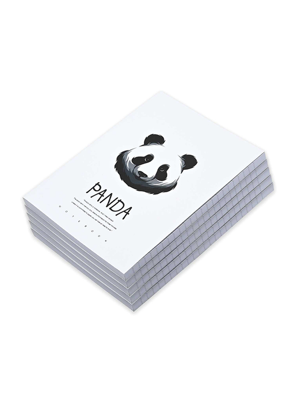 FIS Panda Design Soft Cover Notebook, 5 x 96 Sheets, A5 Size, FSNBSCA596-PAN7, White