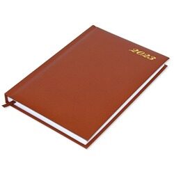 FIS 2023 English 1 Side Padded Diary with Vinyl Cover, 384 Sheets, 60 GSM, A5 Size, FSDI18E23BR, Brown