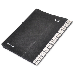 Durable Hard Cardboard Cover Desk File with A - Z Tabs 24 Sections, Black