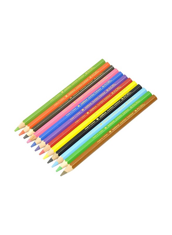 Adel Jumbo Colour Pencils, Pack of 12, Multicolour