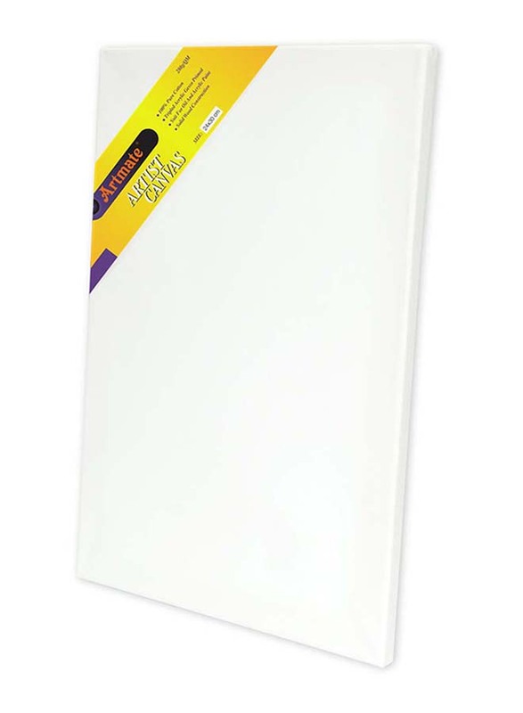 Artmate Stretched Back Stapled Canvas 280 GSM, JIGNE09-2430, 24 x 30cm, White