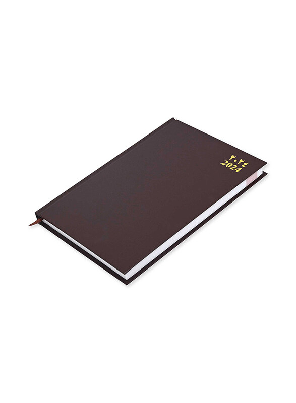 

FIS 2024 Arabic/English Vinyl Hard Cover Agenda Diary, 400 Sheets, 60 GSM, FSDI75AEV24CH, Chocolate