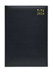 FIS 2024 Arabic/English Golden Diary, 384 Sheets, 60 GSM, A4 Size, FSDI43AEG24BK, Black