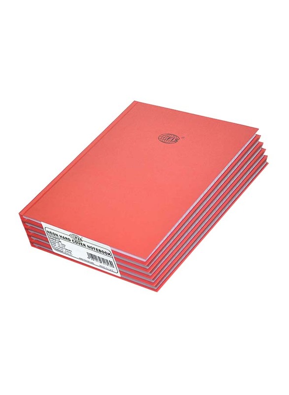 FIS Neon Hard Cover Single Line Notebook Set, 10 x 8 inch, 5 Piece x 100 Sheets, FSNB108N250, Red