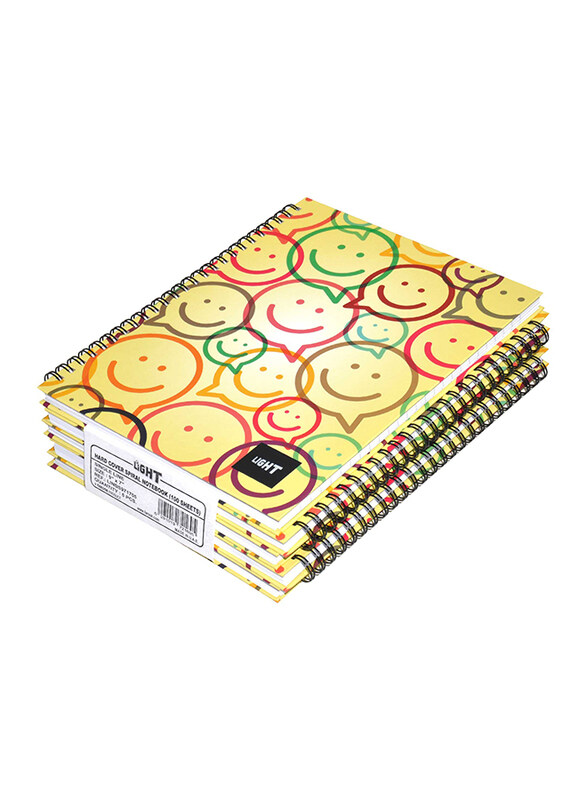 

FIS Light 5-Piece Spiral Hard Cover Notebook, Single Ruled, 100 Sheets, LINBS971705, Multicolour