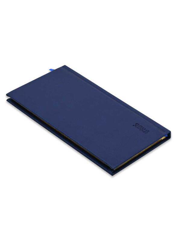 

FIS 2023 English Golden Italian PU Hard Cover Slim Diary, 128 Sheets, 70 GSM, FSDI57EG23BL, Blue