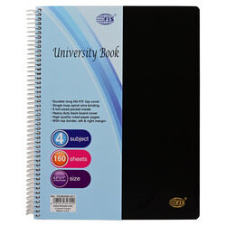 FIS Deluxe University Book, Spiral PP Neon Soft Cover, 4 Subjects, (215x279mm) Size, 160 Sheets- FSUB4SS8.5X11