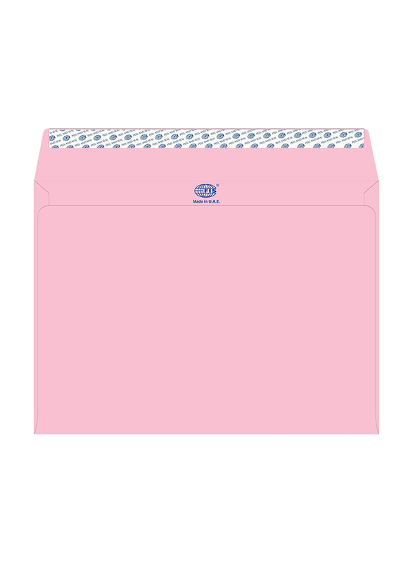 FIS Colour Peel & Seal Envelopes, 50-Piece, 80 GSM, C4 (229 x 324mm), Pastel Pink